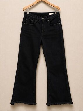 Rag & Bone 10” Crop Flare High Rise Kick Flare Black Jeans 30